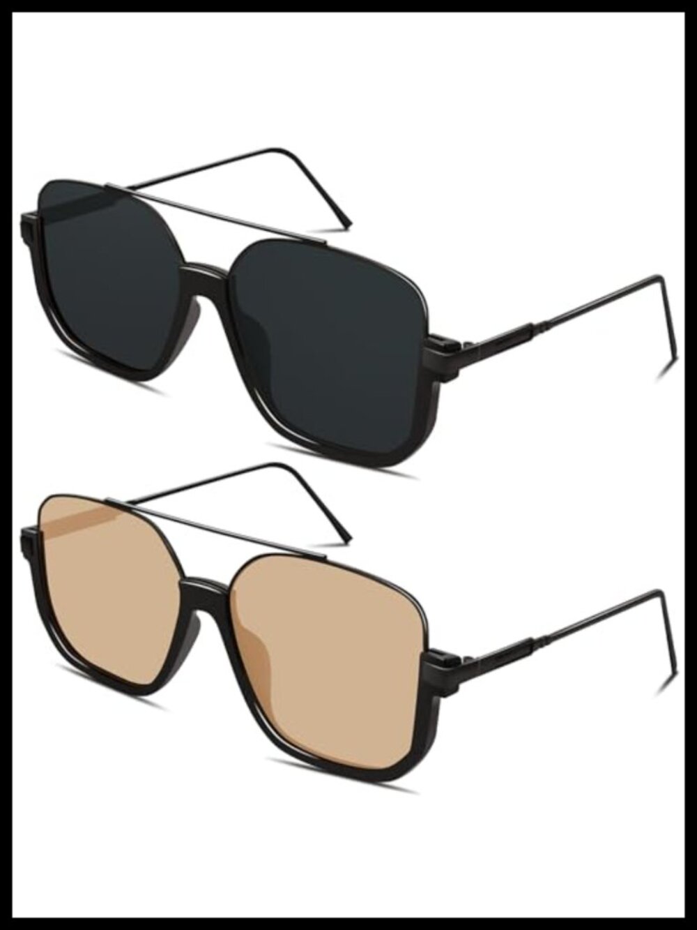 Retro Oversized Aviator Sunglasses Semi-Rimless UV400 Protection Unisex